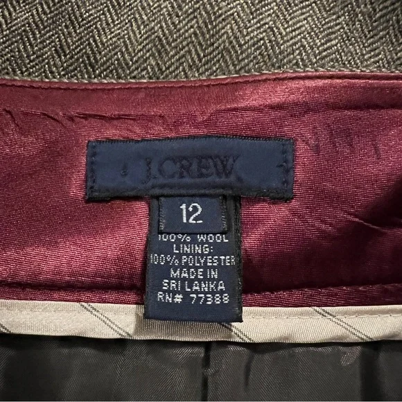 Women’s J Crew a line wool pleat pocket skirt size 12 side zip fully lined - Picture 7 of 7